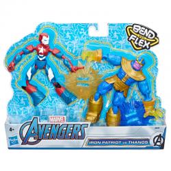 Set 2 figuras Bend and Flex Iron Patriot vs Thanos Vengadores Avengers Marvel 15cm - Imagen 1