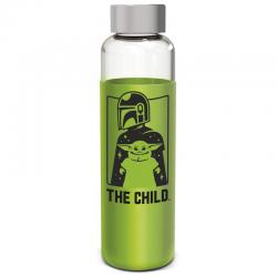 Botella cristal Yoda The Child The Mandalorian Star Wars funda silicona 585ml - Imagen 1