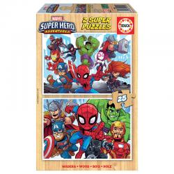 Puzzle Super Hero Adventures Marvel madera 2x25pzs - Imagen 1