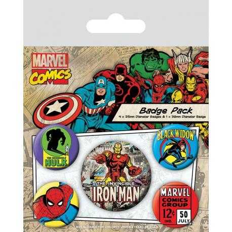 Marvel Comics Pack 5 Chapas Iron Man