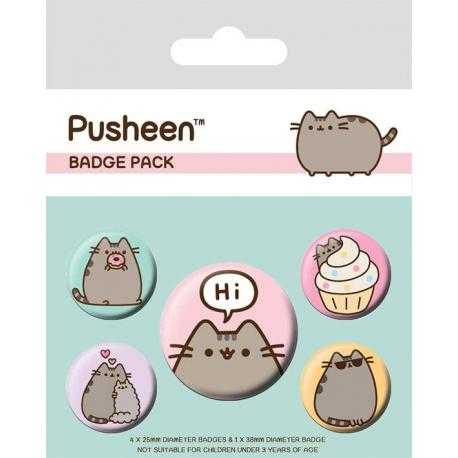 Pusheen Pack 5 Chapas Pusheen Says Hi