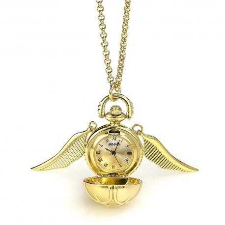 Harry Potter Collar con reloj Snitch dorada (chapado en oro) - Imagen 1