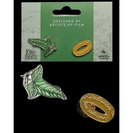 El Señor de los Anillos Pack de 2 Pins Elfen Leaf & One Ring