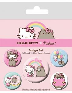 Pusheen x Hello Kitty Pack 5 Chapas Collaboration