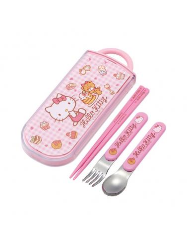 Hello Kitty Set Palillos & Cuchara & Tenedor Sweety pink