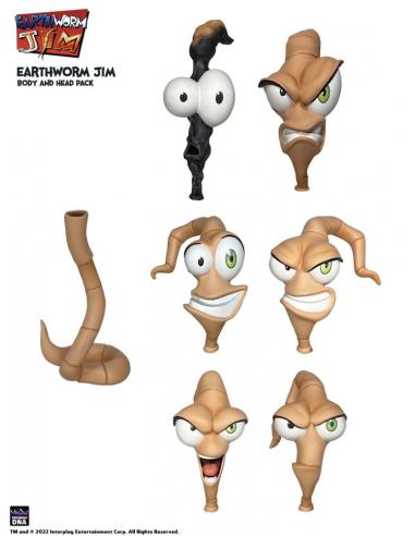 Earthworm Jim Accesorios Wave 1: Worm Body & Jim Heads Accessory Pack