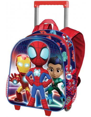 Mochila 3D Con Ruedas Spiderman Marvel Pequeña 26x34x13cm