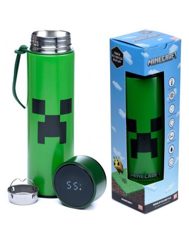 Botella acero inoxidable termo Minecraft termometro 450ml