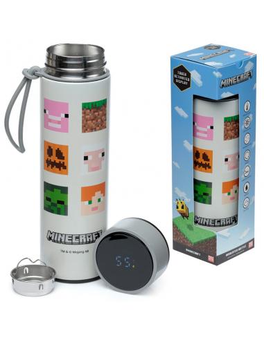 Botella acero inoxidable termo Minecraft termometro 450ml