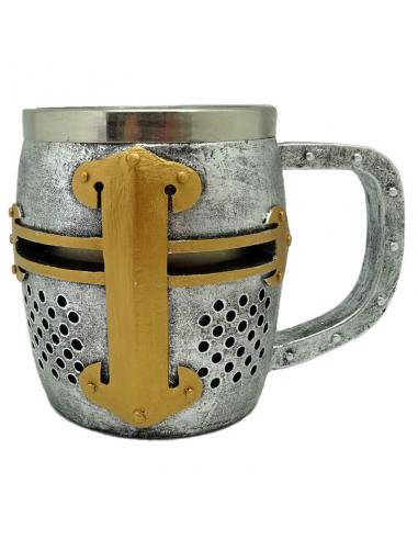 Jarra Caballero Medieval Casco de Plata y Oro