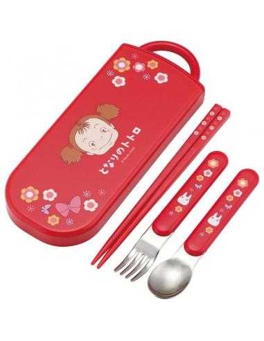 Mi vecino Totoro Set Palillos & Cuchara & Tenedor Mei Red