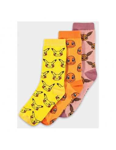 Pokémon Pack de 3 Pares de Calcetines Three Icons 35-38
