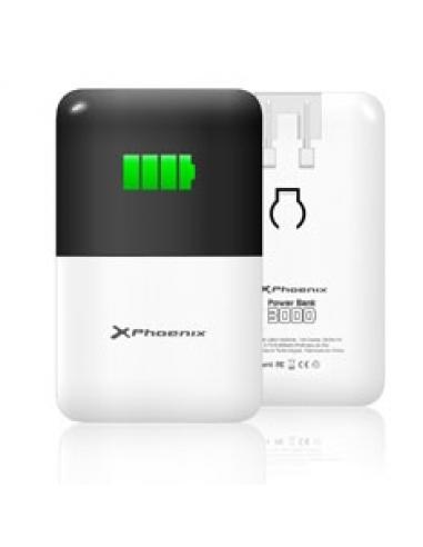 Cargador ac + bateria portatil 2 en 1  phoenix power bank 3000 ma  ipad - iphone - tablet - moviles - smartphones - mp4 - gps - 