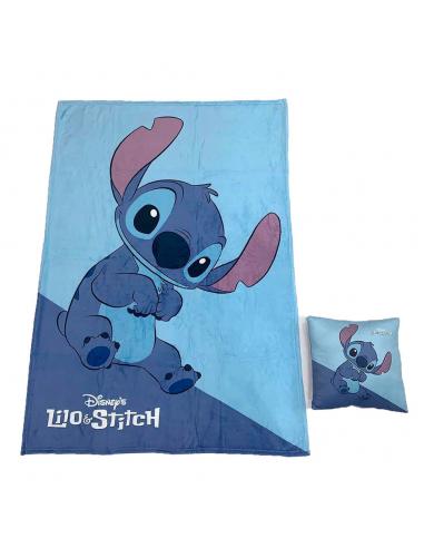 Set manta polar + cojin Stitch Disney