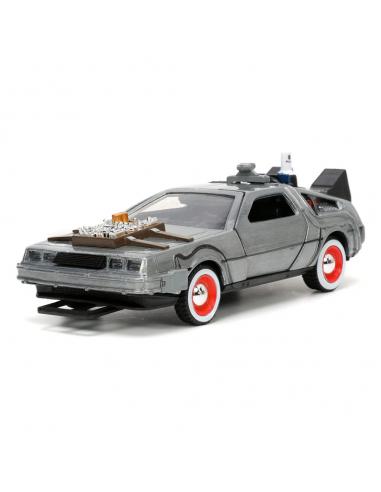 Regreso al Futuro III Réplica Vehículo Diecast Model Hollywood Rides 1/32 DeLorean Time Machine Free Rolling