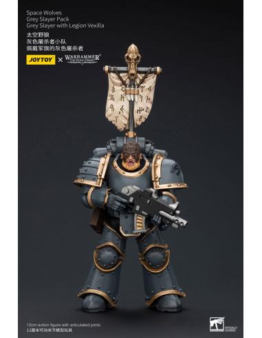 Warhammer The Horus Heresy Figura 1/18 Space Wolves Grey Slayer Pack Grey Slayer With Legion Vexilla 12 cm