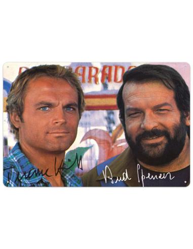 Bud Spencer & Terence Hill Placa de Chapa Autogramm 20 x 30 cm
