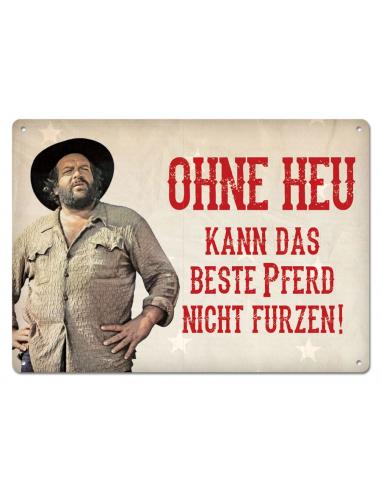 Bud Spencer Placa de Chapa Ohne Heu kann das beste Pferd... 10 x 15 cm