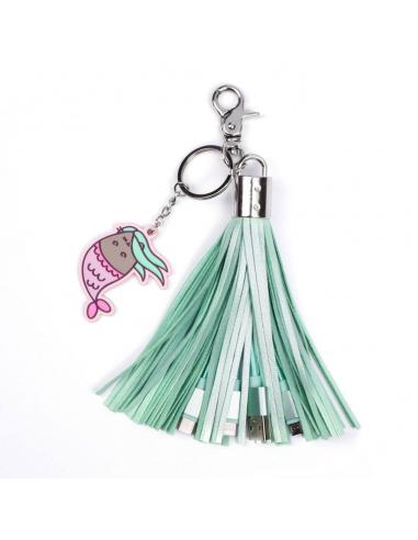Pusheen Cable de carga USB 3in1 con llavero Tassel