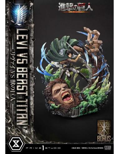 Attack on Titan Estatua Ultimate Premium Masterline Series 1/4 Levi Versus Beast Titan Bonus Version 73 cm