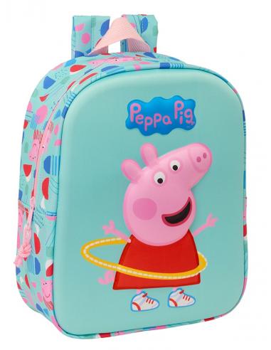 Mochila Guarderia 3D Bolsillo Red Peppa Pig 22X10X27Cm