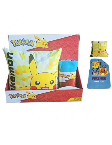 Set manta polar + cojin Pokemon