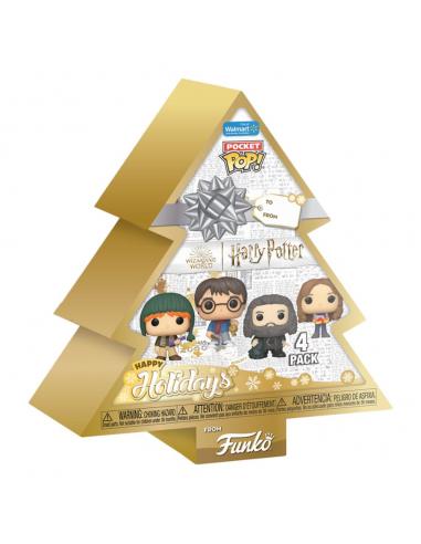 Harry Potter Holiday 2024 Pack de 4 Llaveros Pocket POP! Vinyl Tree Holiday Box 4 cm