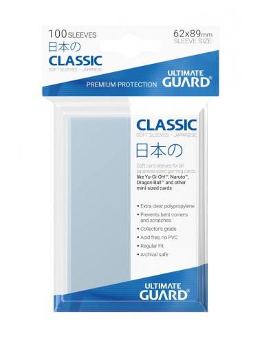Ultimate Guard Classic Soft Sleeves Fundas de Cartas Tamaño Japonés Transparente (100)