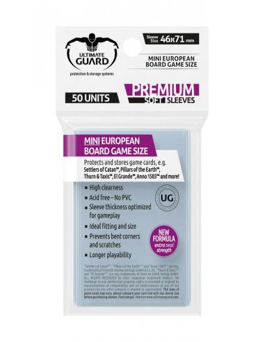 Ultimate Guard Premium Soft Sleeves Fundas de Cartas del Juego de Mesa Mini European (50)