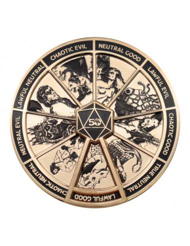 Dungeons & Dragons Chapa Alignment Spinner 24k Gold Plated Limited Edition