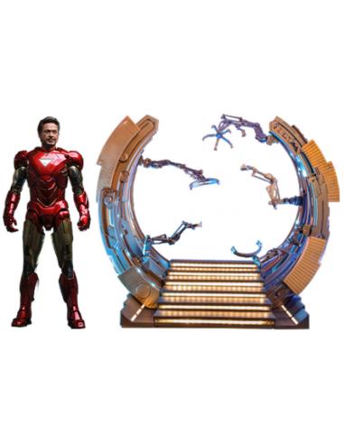 Marvel Los Vengadores Figura Movie Masterpiece Diecast 1/6 Iron Man Mark VI (2.0) with Suit-Up Gantry 32 cm