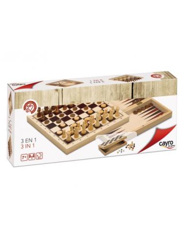 3 EN 1 AJEDREZ-DAMAS-BACKGAMMON