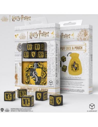 QW DADOS D6 + BOLSA HARRY POTTER HUFFLEPUFF