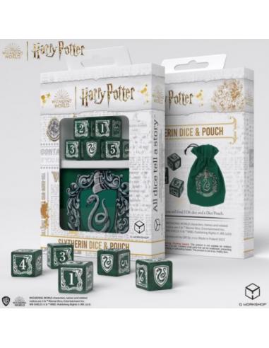 QW DADOS D6 + BOLSA HARRY POTTER SLYTHERIN