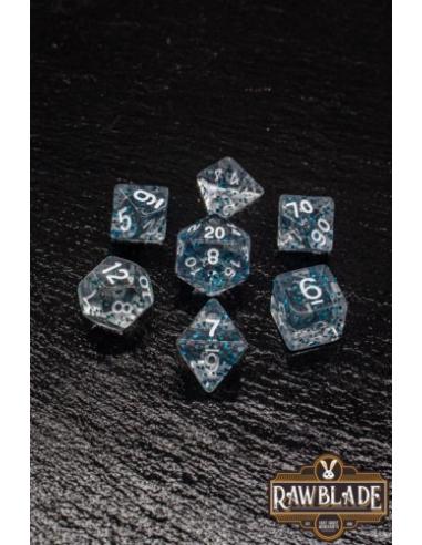 RAWBLADE TRANSPARENT GLITTER  SET DADOS BLUE (7)