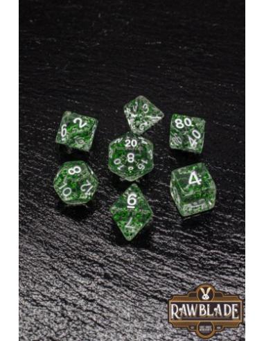 RAWBLADE TRANSPARENT GLITTER  SET DADOS GREEN (7)