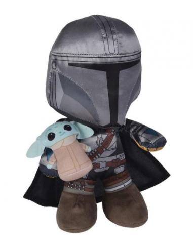 PELUCHE SIMBA STAR WARS MANDALORIAN MANDO + BABY 25 CM