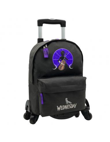Mochila Miercoles Addams + Carro Toybags Miercoles 43cm