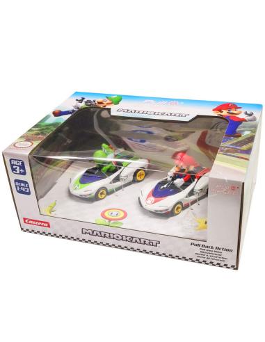 Set 2 coches Pull Speed Mario + Yoshi Mario Kart