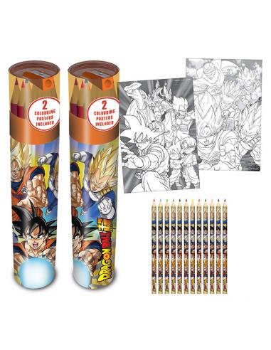 DRAGON BALL SUPER - TUBO DE LÁPICES + 2 PÓSTERS + SACAPUNTAS BATTLE OF GODS