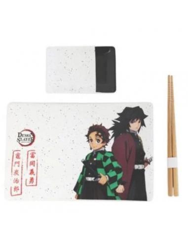 Demon Slayer Platos y palillos de sushi de cerámica Tanjiro & Giyu