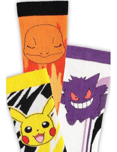 Pokémon Pack de 3 Pares de Calcetines Pikachu, Charmander, Gengar 43-46