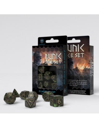 QW DADOS SET RUNIC BOTTLE GREEN & GOLD (7)