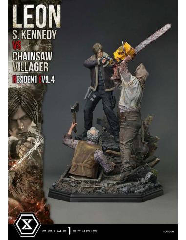 Resident Evil 4 Estatua Ultimate Premium Masterline Series 1/4 Leon S. Kennedy vs. Chainsaw Villager 76 cm