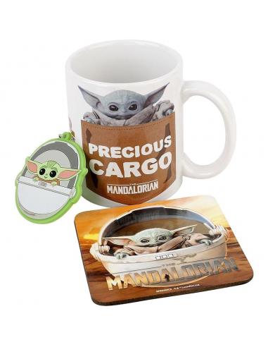 Set Taza + Posavasos y Llavero Yoda the Child Mandalorian Star Wars