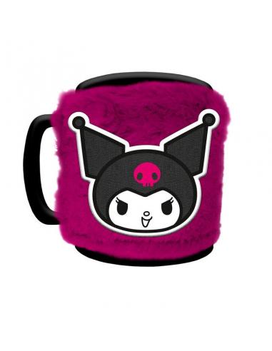 Taza funda de peluche Kuromi Hello Kitty 440ml