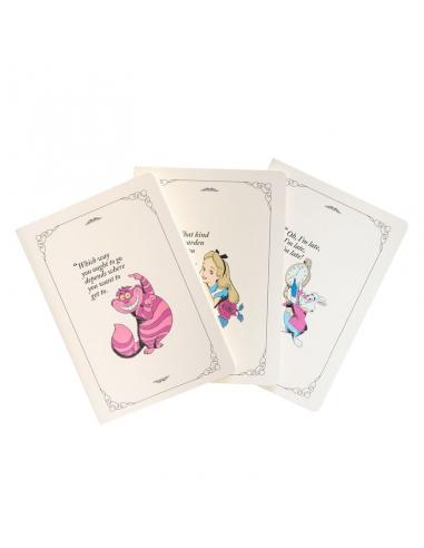 Set 3 cuadernos A5 Alicia en el Pais de las Maravillas Disney