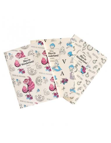 Set 3 cuadernos A6 Alicia en el Pais de las Maravillas Disney