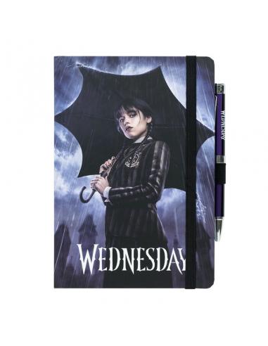 Cuaderno A5 premium + boligrafo proyector Miercoles Addams