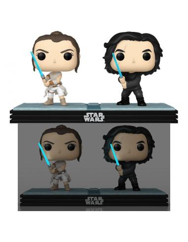 Star Wars Pack de 2 POP! Movie Moments Vinyl Cabezón Kylo & Rey 9 cm